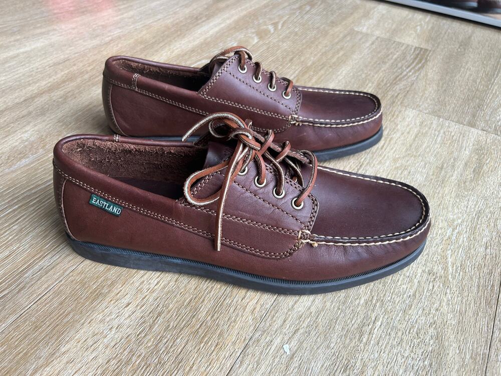 Eastland Leather Boat Shoes Moc Toe Oxford Loafers Brown career elevated work